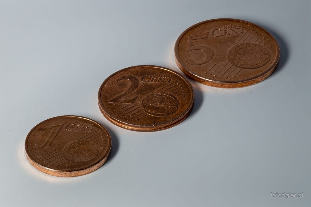Cent-Münzen mit Fokus-Stacking und Fokus-Bracketing